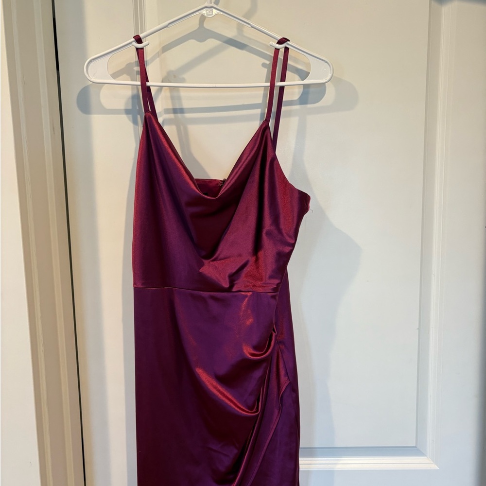 BCX Burgundy Satin Midi Dress